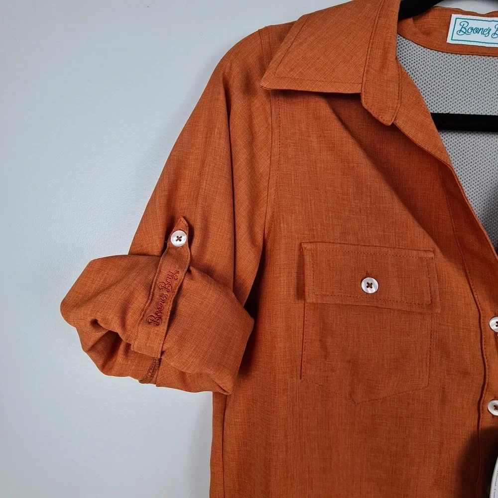 Boone's‎ Bay Fishing Shirt Vented Orange Roll Tab S Women's UV Protect Outdoor